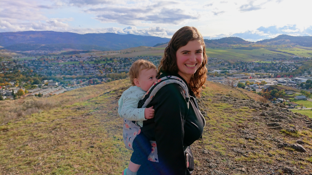 Aubry hiking with our daughter